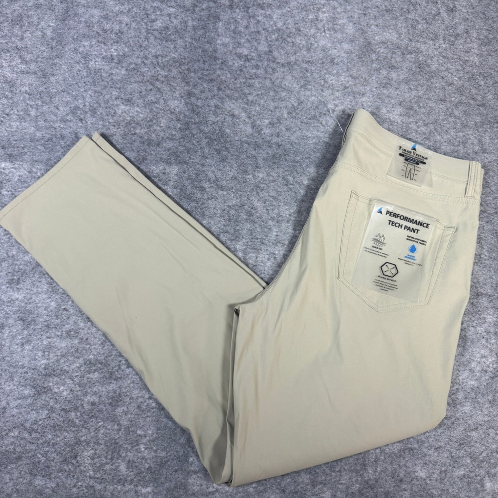 Tailor Vintage Performance Tech Pants Mens 38x32 Khaki Canaan Slim Fit Stretch